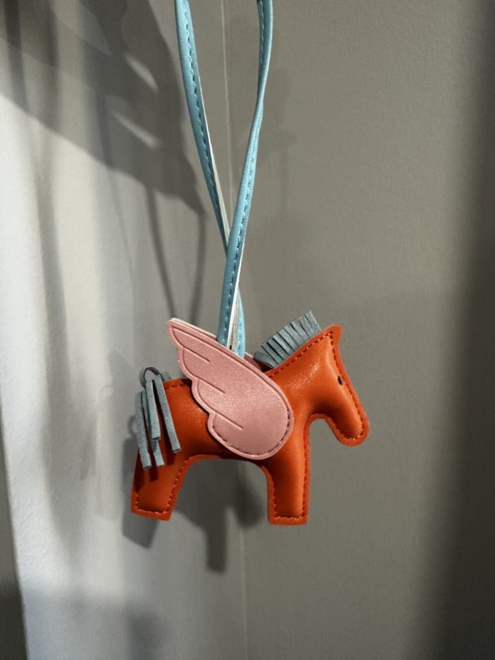 Leather Winged Horse Bag Charm - No Brand